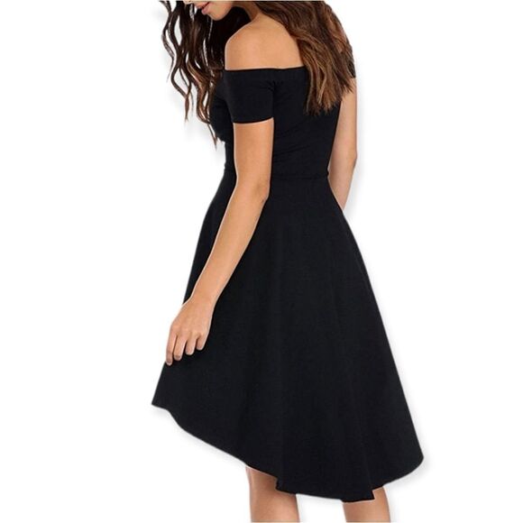 NWT Sarin Mathews Womens Off Shoulder Short Sleeve High Low Cocktail Dress … - Picture 10 of 12